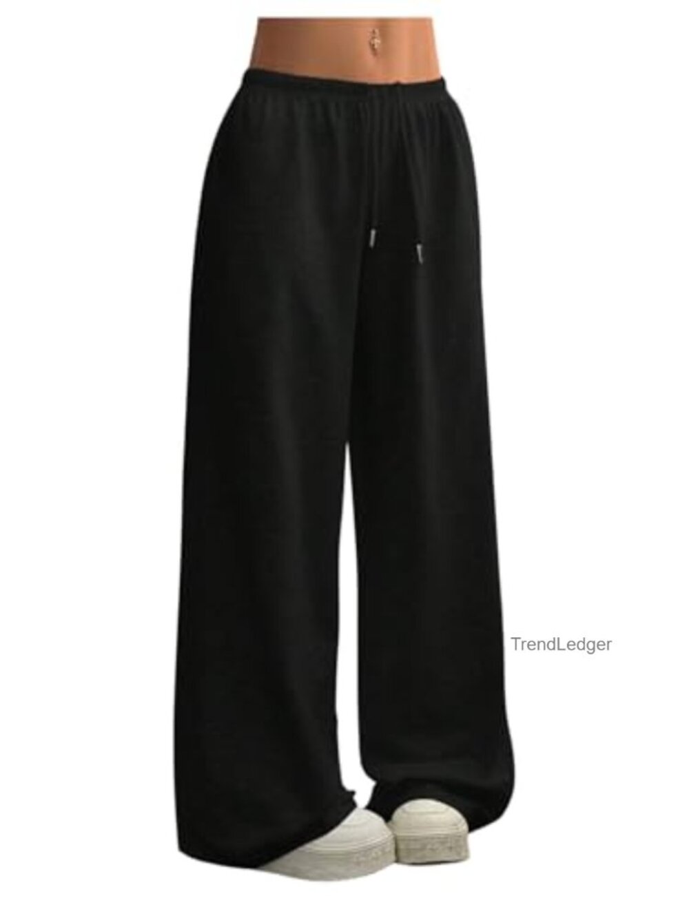 Baggy Wide Leg Sweatpants Drawstring Waist Loose Fit Casual Active Pants